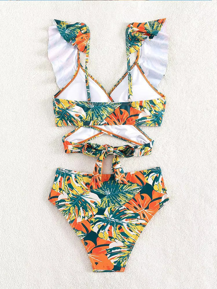 Trendy Hoge Taille Bikini Set Met Speelse Print Voor Strand En Zwembad