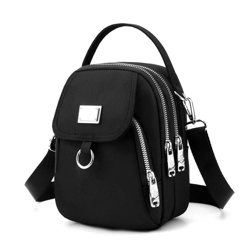 Duurzame nylon 3-laags mini-schoudertas