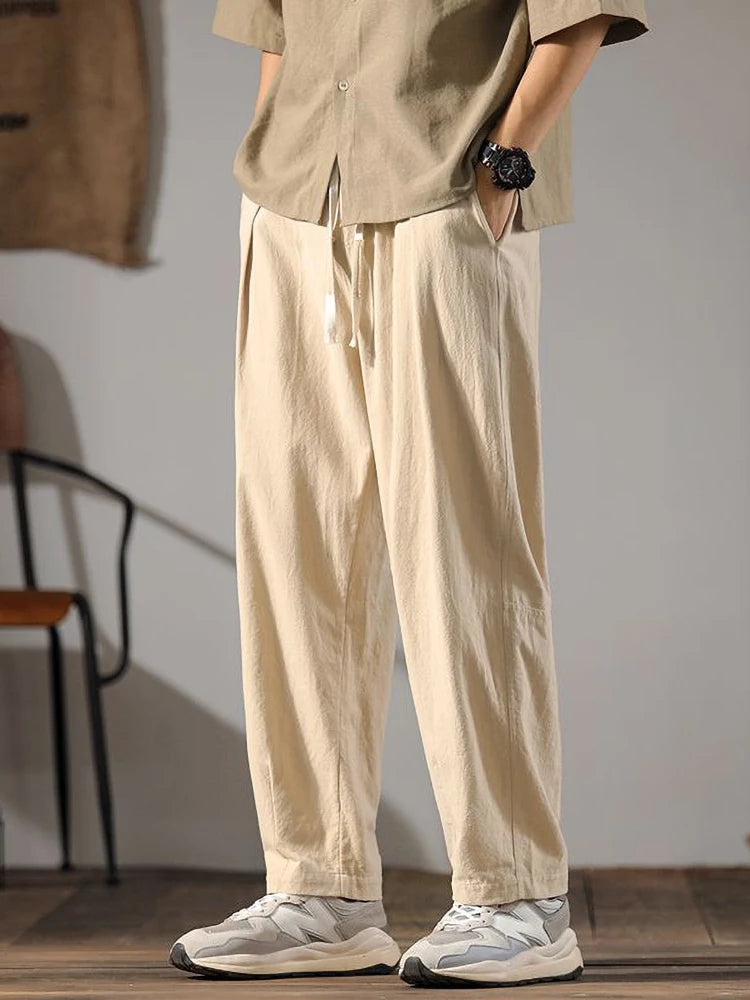 Zwarte Heren Broek Katoen Linnen Oversized Model 4