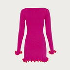 TARUXY "Sara" Gebreide Mini-jurk voor Dames - Elegante Contrastkleur Trui-jurk