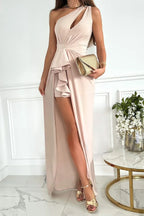 Laria™ - Elegante maxi-jurk met uitsparing en split met ruches
