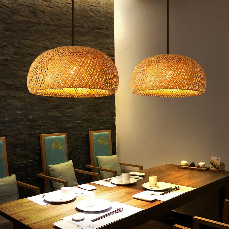 Hanglamp van Handgeweven Bamboe 30 cm – Rotan Hanglamp voor Woonkamer en Slaapkamer, Geschikt voor E27 LED Verlichting-1