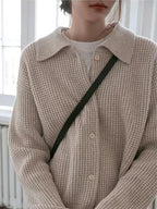 Gezellig casual damesvest/trui met ritssluiting en omslagkraag