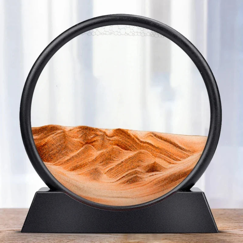 3D Bewegend Zand Kunstafbeelding | Diepzee Zandsculptuur Zandloper voor Ontspanning & Bureau Decor