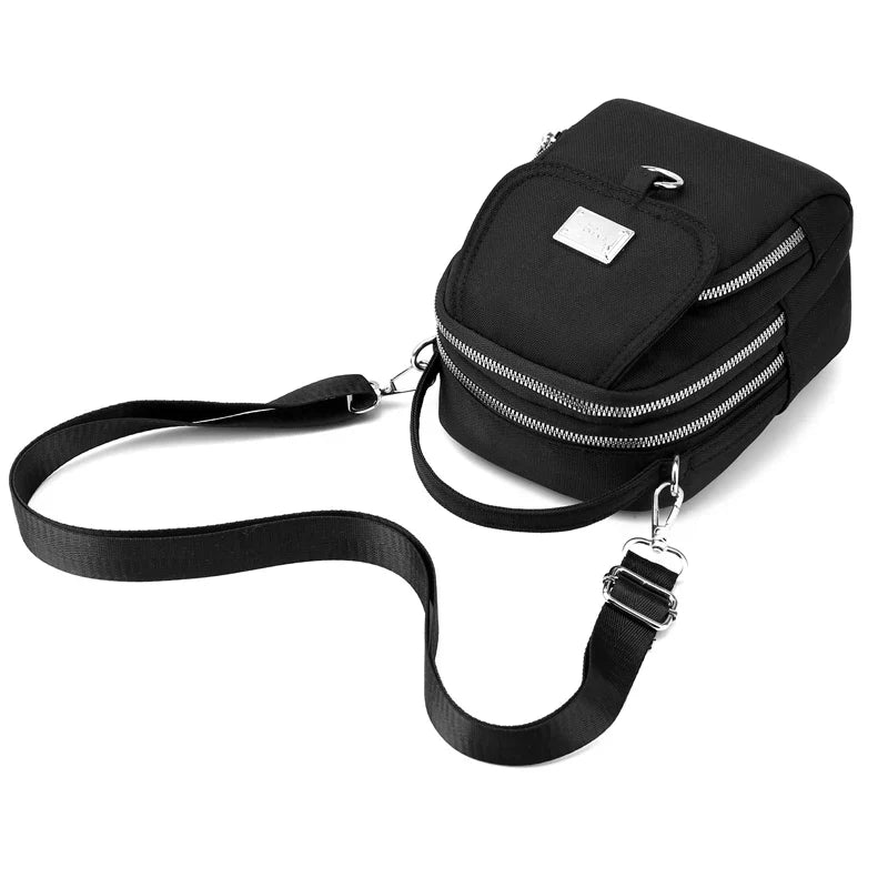 Duurzame nylon 3-laags mini-schoudertas