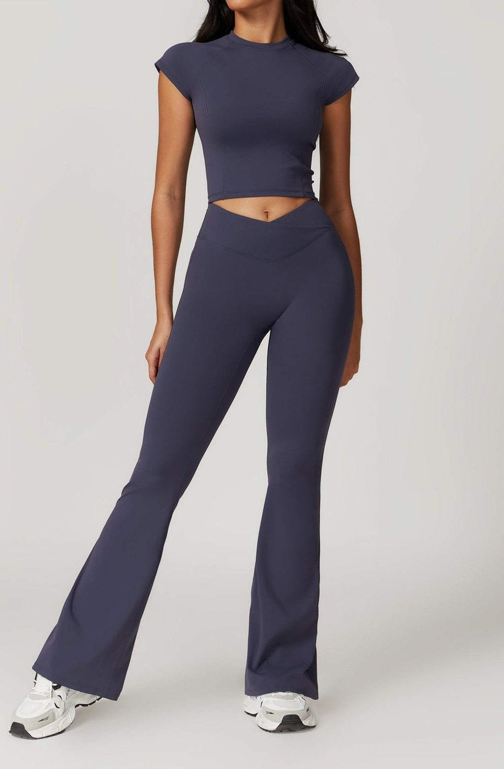 Twee-delige Crop Top en Flare Pant Leggings Set