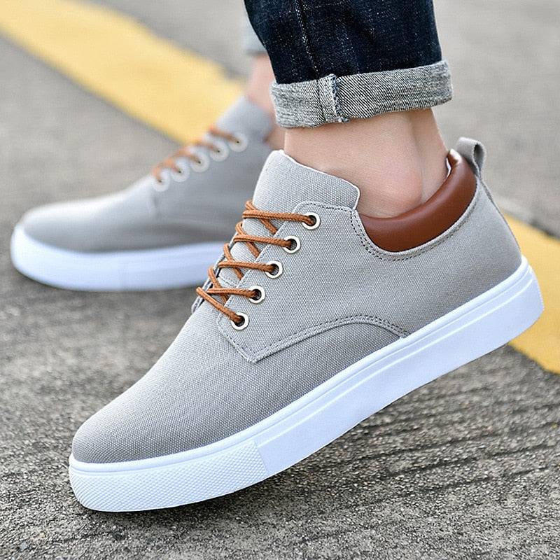 Sneakers Canvas Heren Wit Platte Zool Comfort Dagelijks
