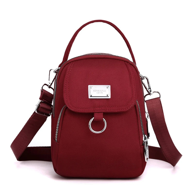 Duurzame nylon 3-laags mini-schoudertas