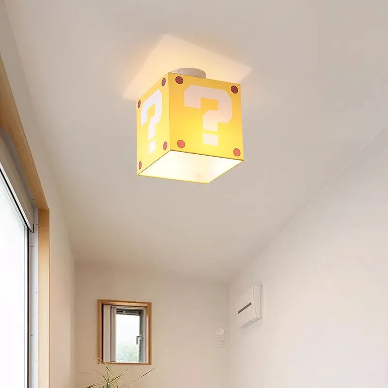 Gele Mario Vraagteken Plafondlamp voor Kinderkamer – Creatieve Plafonnière met Drie Kleurtemperaturen en E27 Fitting-3