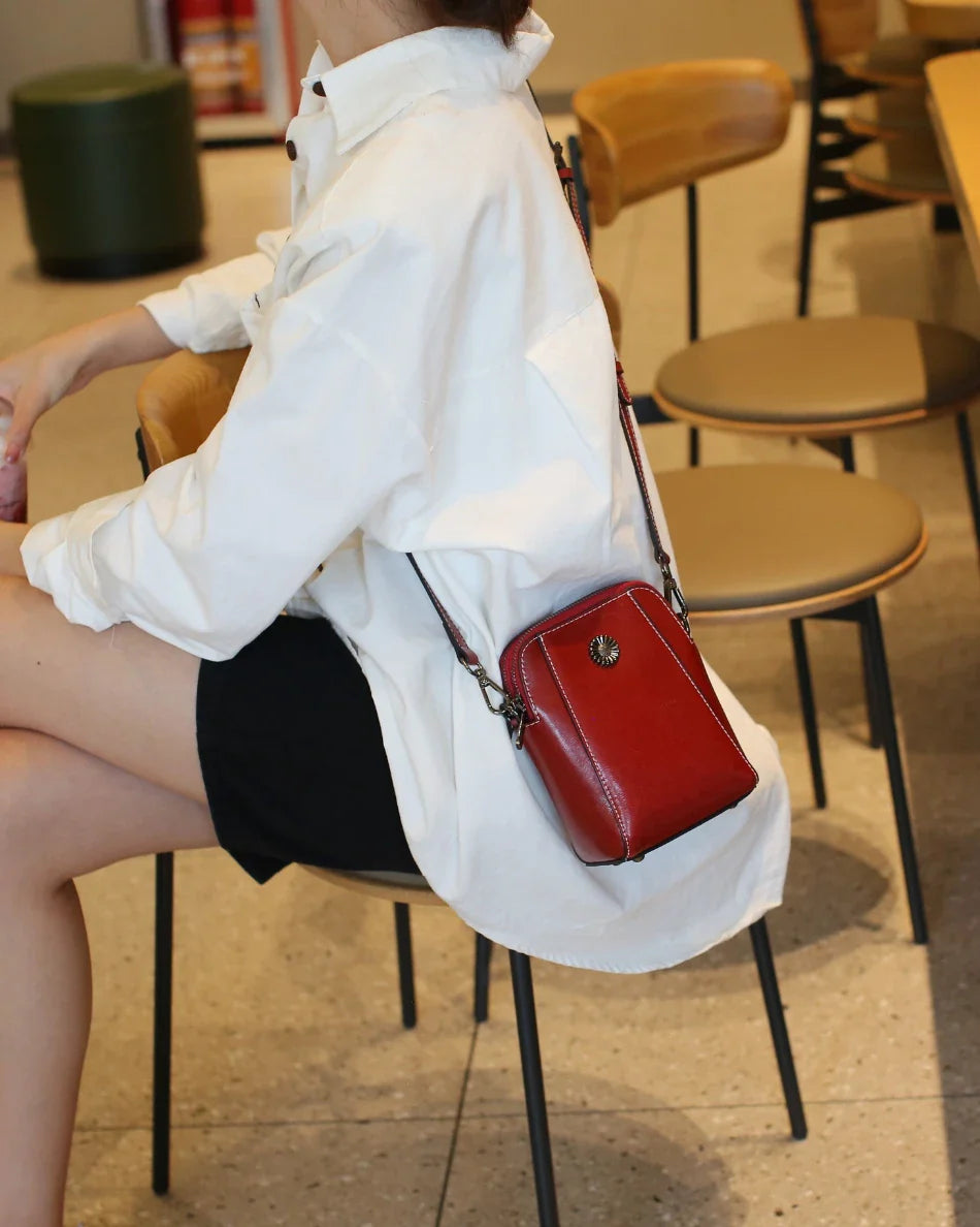 Retro leren crossbodytas™ | Stijlvolle schoudertas