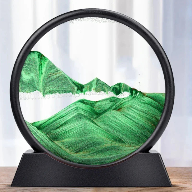 3D Bewegend Zand Kunstafbeelding | Diepzee Zandsculptuur Zandloper voor Ontspanning & Bureau Decor