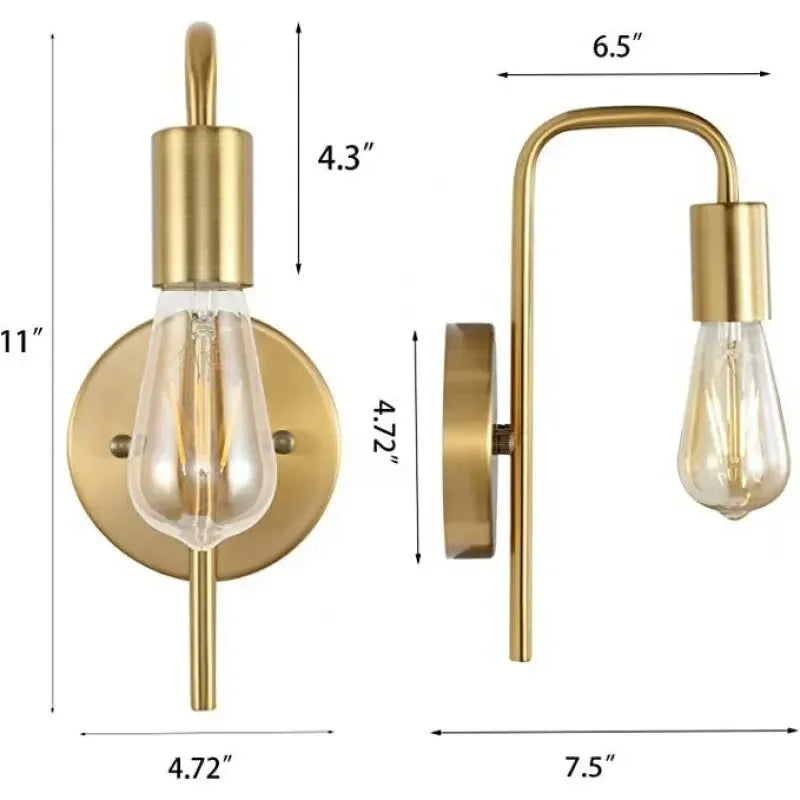 Variant image for Noordse Wandlamp Goud en Zwart - Retro Muurlamp voor Binnen, Stijlvolle Wandverlichting voor Woonkamer en Slaapkamer-1