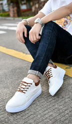 Sneakers Canvas Heren Wit Platte Zool Comfort Dagelijks
