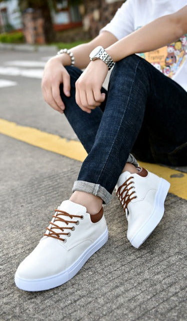 Sneakers Canvas Heren Wit Platte Zool Comfort Dagelijks