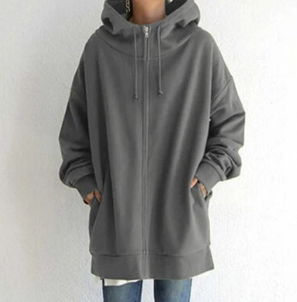 Dames Hoodie Met Rits Zacht Materiaal Voor Herfst En Winter