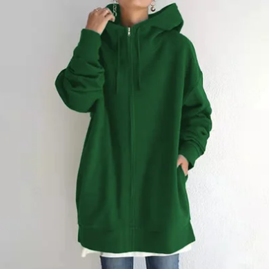 Dames Hoodie Met Rits Zacht Materiaal Voor Herfst En Winter