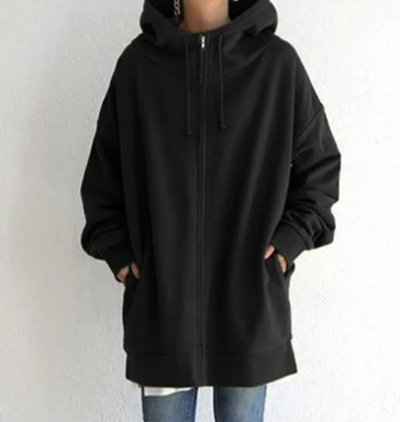 Dames Hoodie Met Rits Zacht Materiaal Voor Herfst En Winter