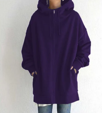 Dames Hoodie Met Rits Zacht Materiaal Voor Herfst En Winter