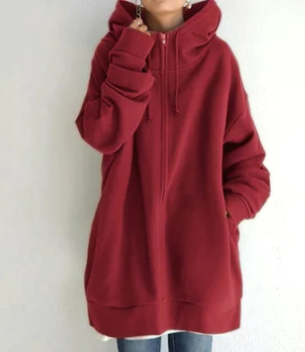 Dames Hoodie Met Rits Zacht Materiaal Voor Herfst En Winter