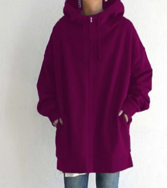 Dames Hoodie Met Rits Zacht Materiaal Voor Herfst En Winter