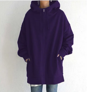 Dames Hoodie Met Rits Zacht Materiaal Voor Herfst En Winter