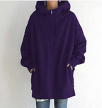 Dames Hoodie Met Rits Zacht Materiaal Voor Herfst En Winter
