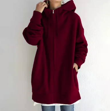 Dames Hoodie Met Rits Zacht Materiaal Voor Herfst En Winter