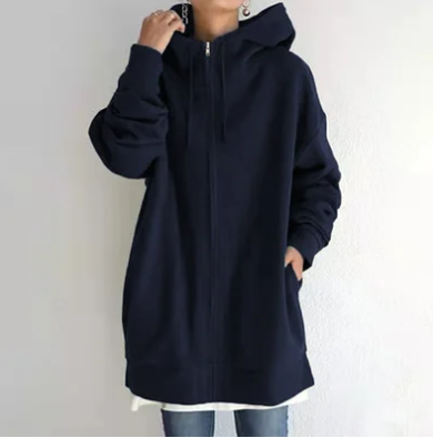 Dames Hoodie Met Rits Zacht Materiaal Voor Herfst En Winter