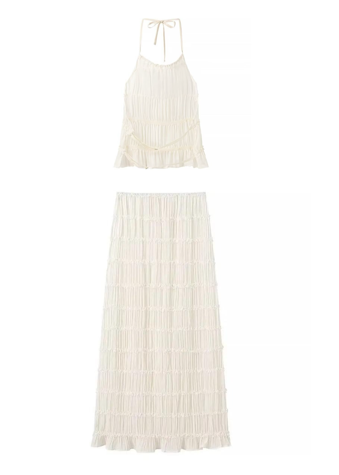 Sahara Set Voor Vrouwen - Luxe Chiffon Haltertop en Rok Stijl