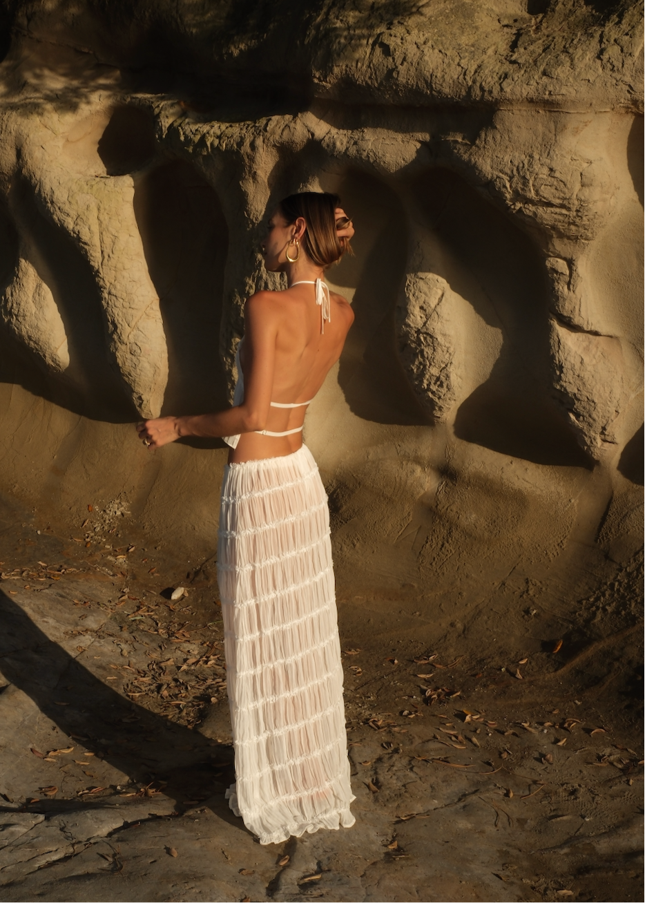 Sahara Set Voor Vrouwen - Luxe Chiffon Haltertop en Rok Stijl