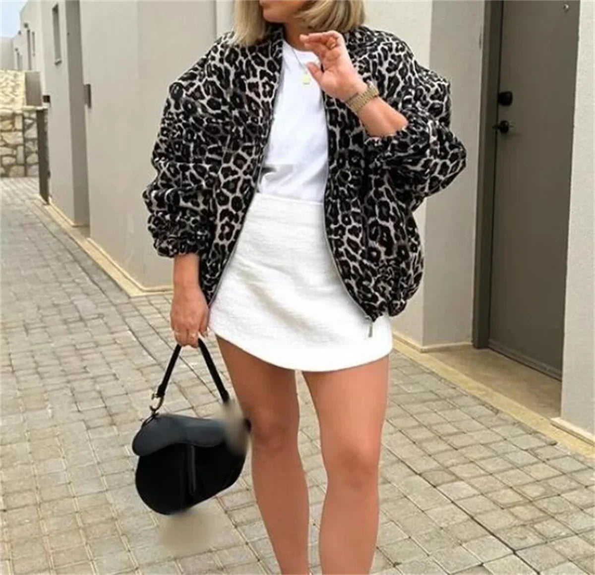 Manda - Bomber Jas Met Luipaard Print