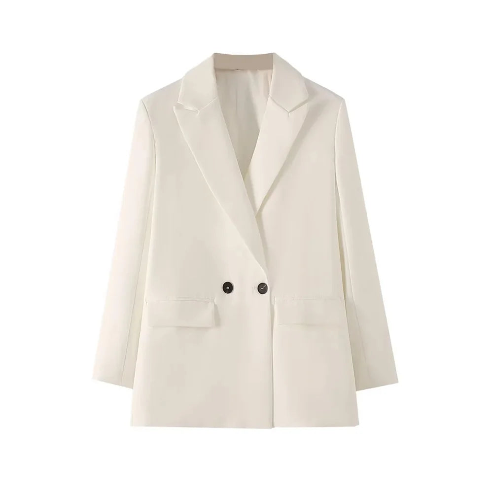 Variant image for Dames Blazer Groen M Katoen Vintage Met Dubbele Knoopsluiting-1