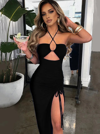 Sara Mouwloze Sexy Midi Bodycon Jurk