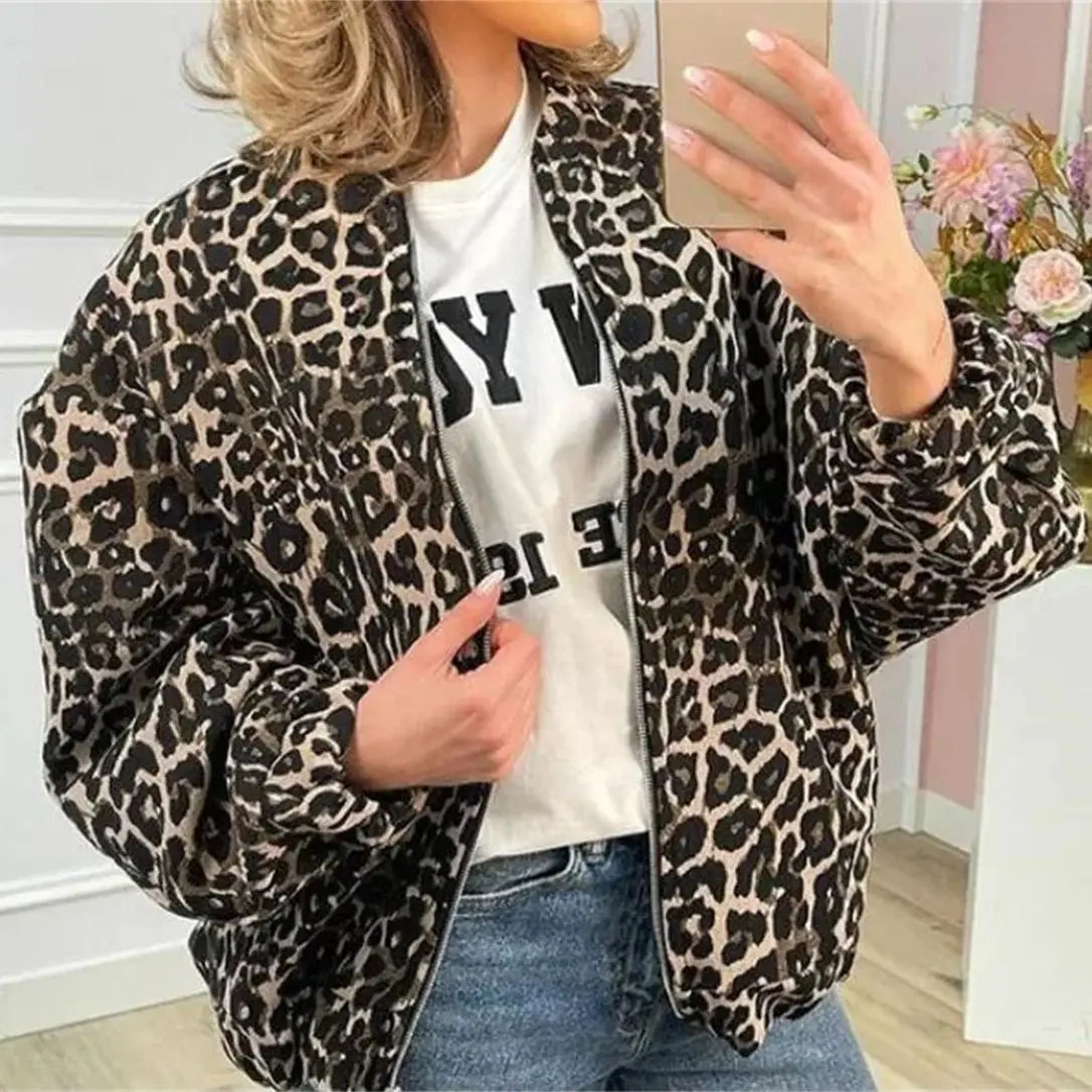 Manda - Bomber Jas Met Luipaard Print