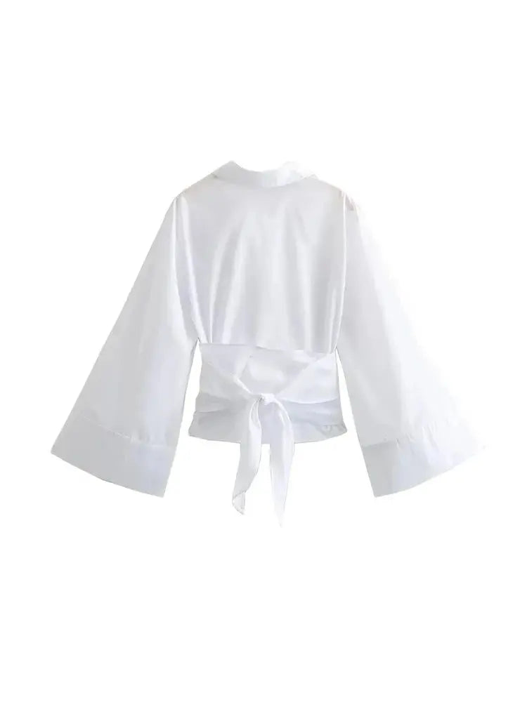 Dames Blouse Zwart M Polyester met Lange Mouwen en Vlinderdas-4