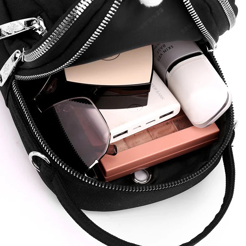 Duurzame nylon 3-laags mini-schoudertas