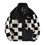 Heren Schaakbord Fleece Regenjas Winterjas