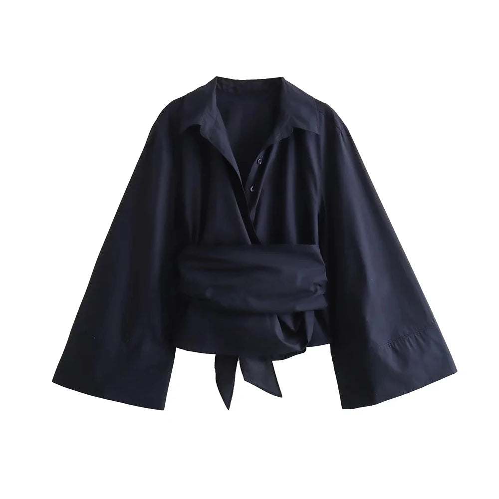 Variant image for Dames Blouse Zwart M Polyester met Lange Mouwen en Vlinderdas-6