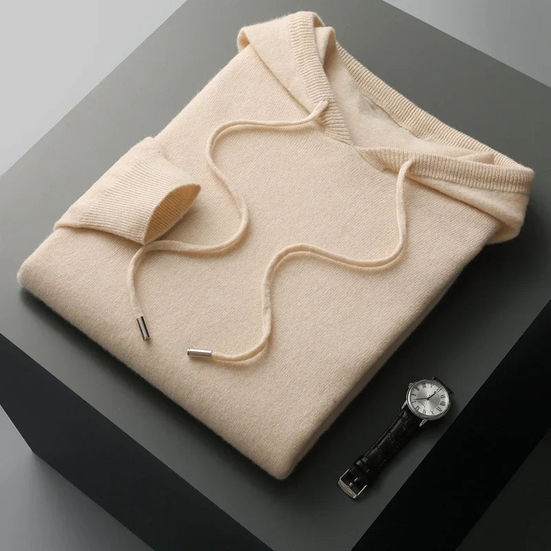 Micheal: Hoodie Sweater - 100% Merino Wol uit Australië: Gebreide Sweatshirt voor Herfst Winter