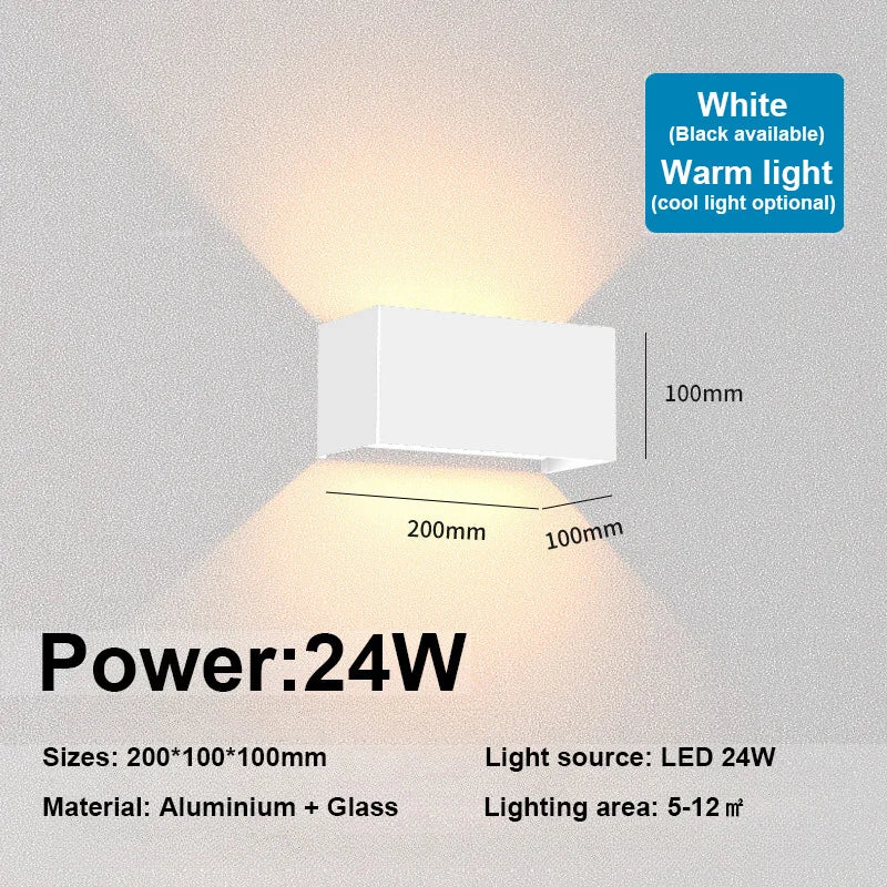 Variant image for Moderne Waterdichte Wandlamp Zwart voor Binnen en Buiten - LED Muurlamp met Instelbare Kleurtemperatuur 12W/24W-4