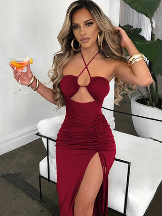 Sara Mouwloze Sexy Midi Bodycon Jurk