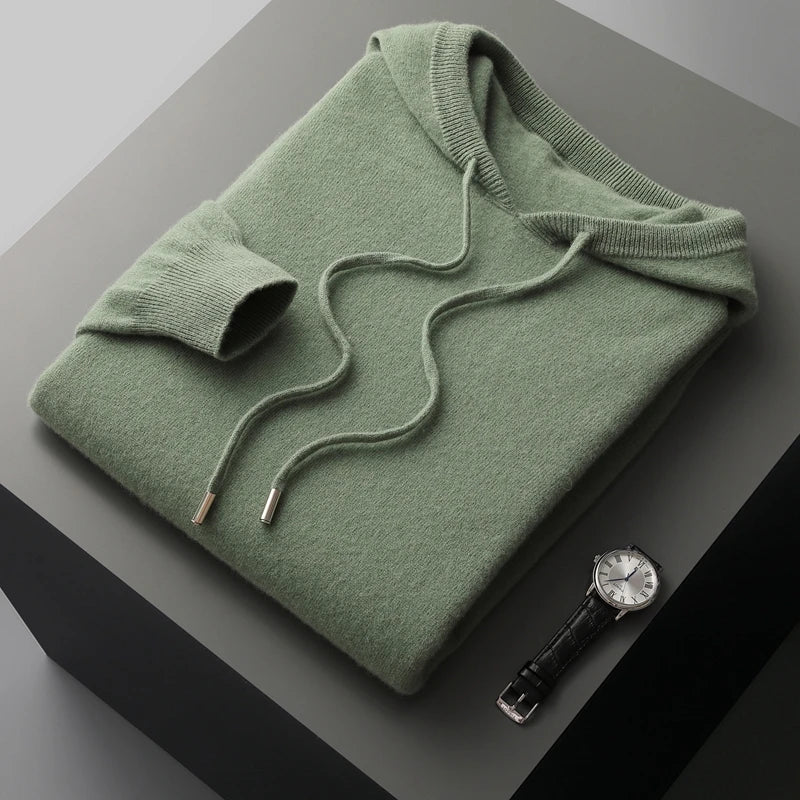 Micheal: Hoodie Sweater - 100% Merino Wol uit Australië: Gebreide Sweatshirt voor Herfst Winter