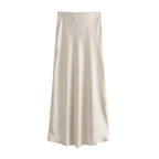 Variant image for Dames Midi Rok Zwart M Satijn Hoog Taille-1
