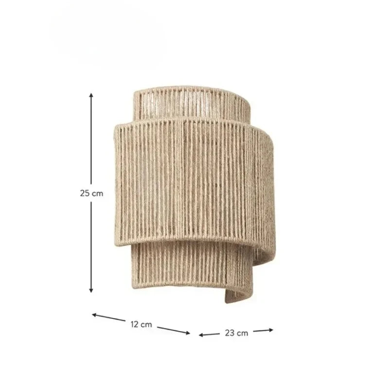 Variant image for Vintage Handgeweven Hennep Touw Wandlamp LED voor Slaapkamer en Eetkamer - Muurlamp met Natuurlijke Bruine Afwerking-2