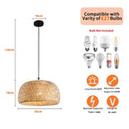 Hanglamp van Handgeweven Bamboe 30 cm – Rotan Hanglamp voor Woonkamer en Slaapkamer, Geschikt voor E27 LED Verlichting-5