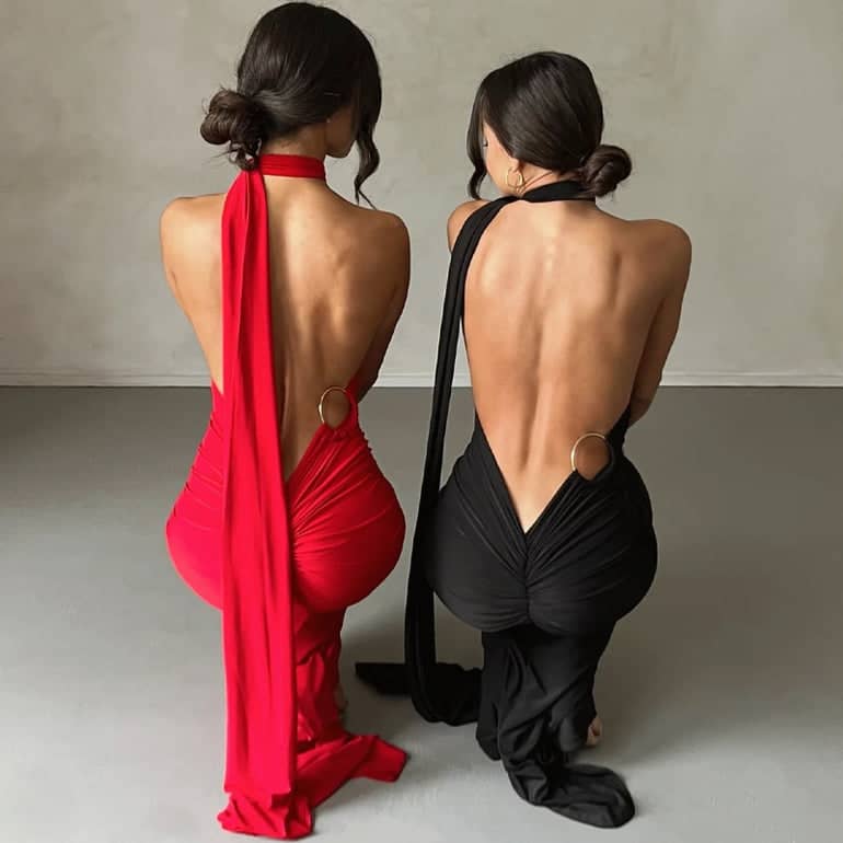 Evenement Klaar Schouder Maxi Jurk Voor Elegante Gelegenheden