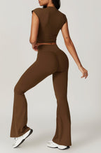 Twee-delige Crop Top en Flare Pant Leggings Set