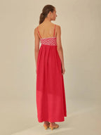 Semi-transparante cami maxi-jurk met geborduurde vissen 2
