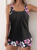 Sexy Floral Tankini Badpak voor Dames met Gevoerde Cups - Verstelbare Bandjes 0