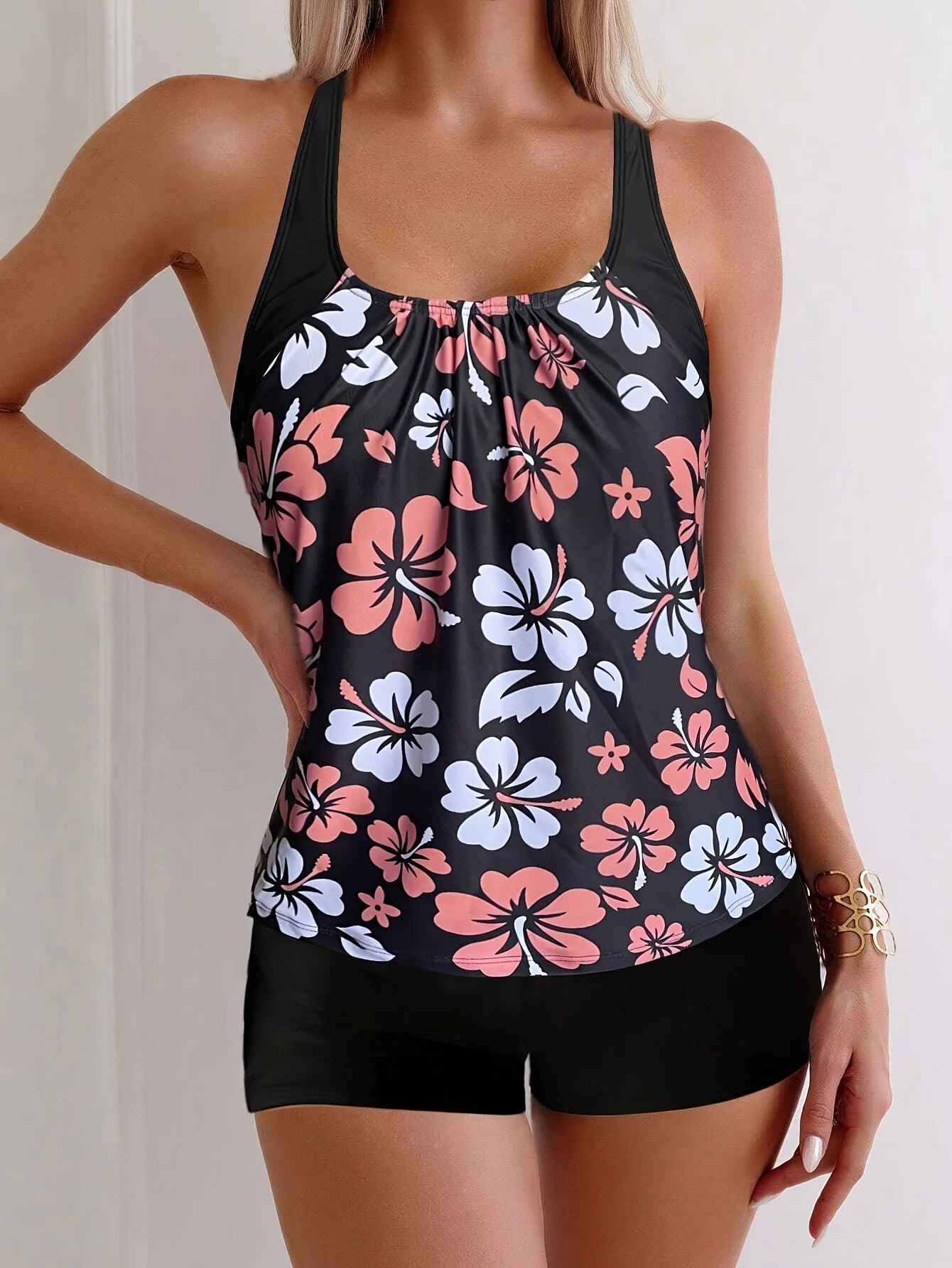 Sexy Floral Tankini Badpak voor Dames met Gevoerde Cups - Verstelbare Bandjes 11
